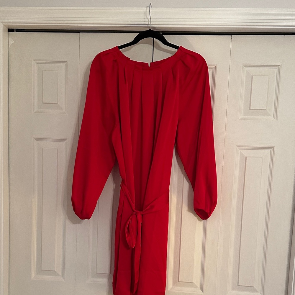 Ann Taylor Vibrant Red Long Sleeve Dress